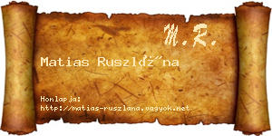Matias Ruszlána névjegykártya